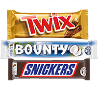 Immagine Bounty, Mars, Snickers o Twix 46g - 57g